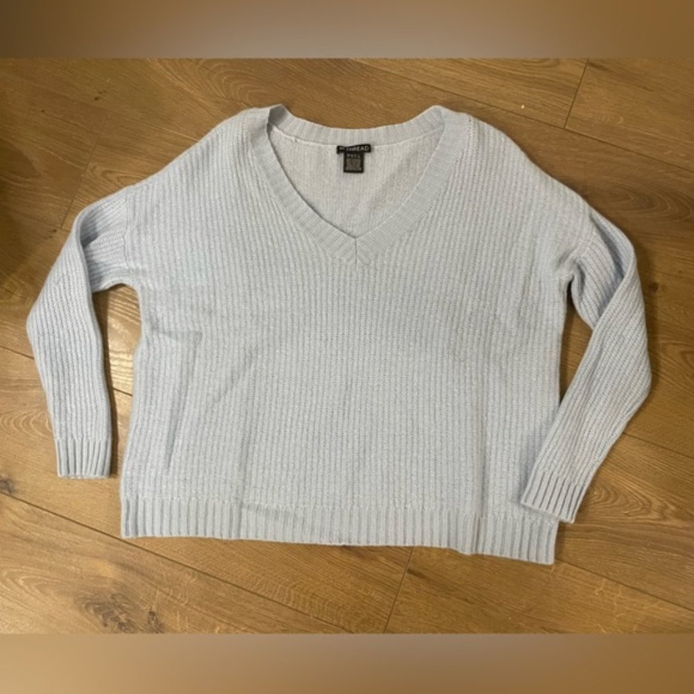 EnThread 100% Cashmere Light Blue Knit Loose Fit Sweater Large